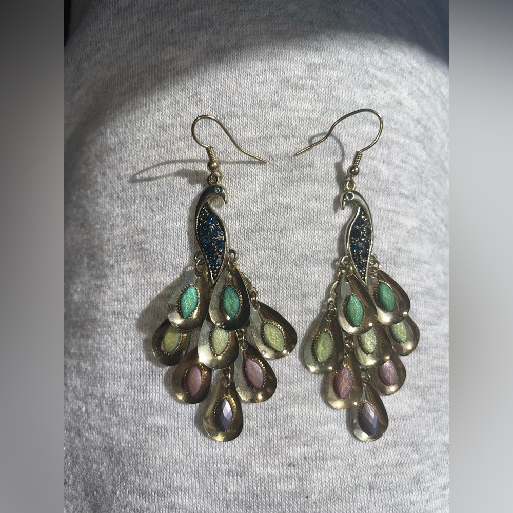 Peacock Earrings - Picture 2 of 2